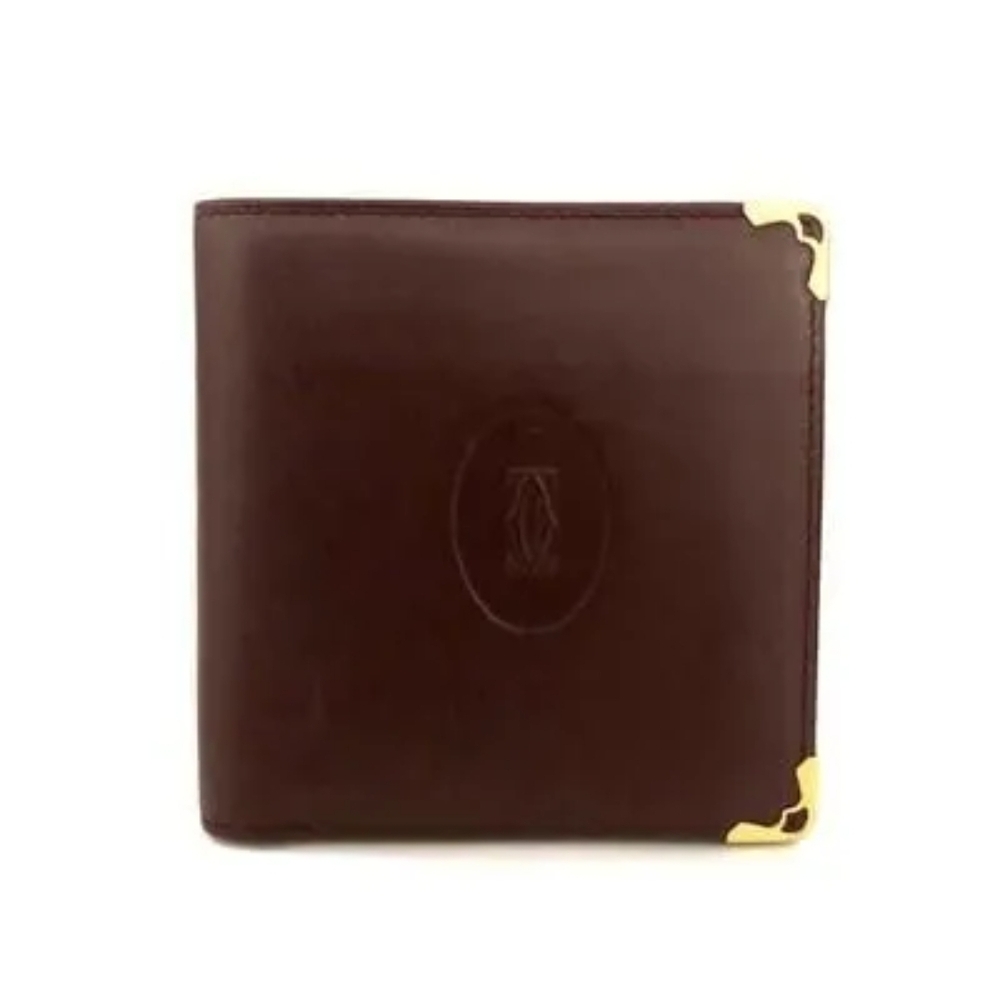 Carteir Elegant Brown Leather Wallet with Gold Accents